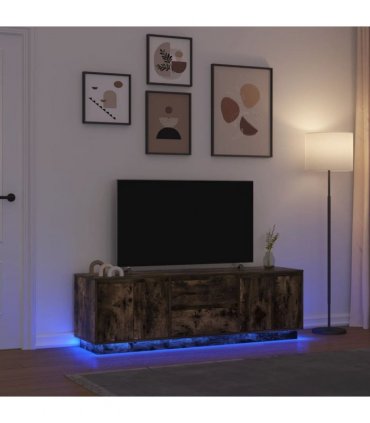 vidaXL TV Cabinet with LED Lights Smoked Oak 160.5x41x50 cm