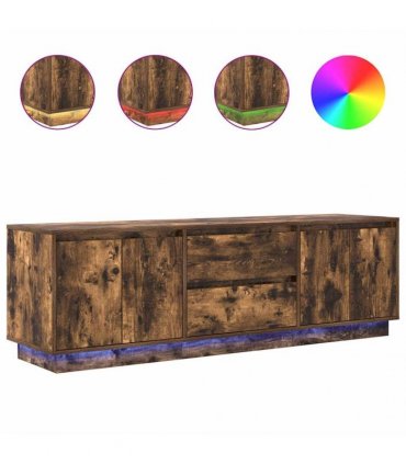 vidaXL TV Cabinet with LED Lights Smoked Oak 160.5x41x50 cm