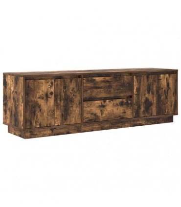 vidaXL TV Cabinet with LED Lights Smoked Oak 160.5x41x50 cm