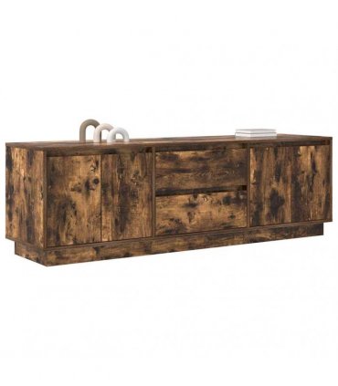 vidaXL TV Cabinet with LED Lights Smoked Oak 160.5x41x50 cm