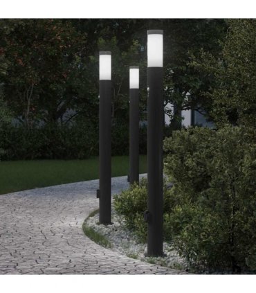 vidaXL Bollard Lights with Sensor&Outlet 3pcs 110 cm Stainless Steel IP44