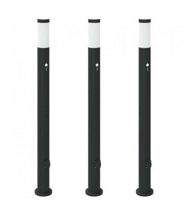 vidaXL Bollard Lights with Sensor&Outlet 3pcs 110 cm Stainless Steel IP44
