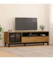 vidaXL TV Cabinet with Glass Door FLAM 158x40x50 cm Solid Wood Pine
