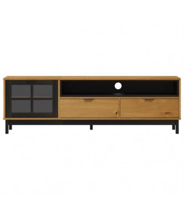 vidaXL TV Cabinet with Glass Door FLAM 158x40x50 cm Solid Wood Pine