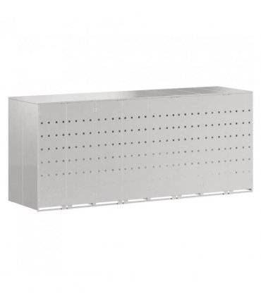 vidaXL Wheelie Bin Storage for 4 Bins Silver 272 x 77.5 x 115.5 cm
