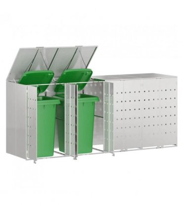 vidaXL Wheelie Bin Storage for 4 Bins Silver 272 x 77.5 x 115.5 cm