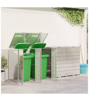 vidaXL Wheelie Bin Storage for 4 Bins Silver 272 x 77.5 x 115.5 cm