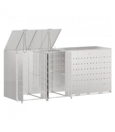 vidaXL Wheelie Bin Storage for 4 Bins Silver 272 x 77.5 x 115.5 cm