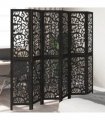 vidaXL Room Divider 6 Panels Black Solid Wood Paulownia