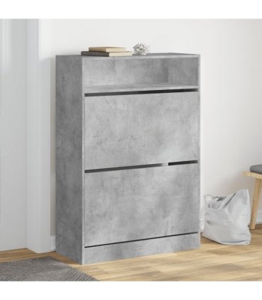 vidaXL Shoe Cabinet with 2 Flip-Drawers Concrete Grey 80x34x116 cm