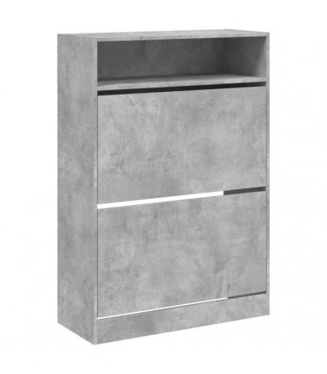 vidaXL Shoe Cabinet with 2 Flip-Drawers Concrete Grey 80x34x116 cm