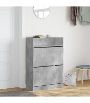 vidaXL Shoe Cabinet with 2 Flip-Drawers Concrete Grey 80x34x116 cm