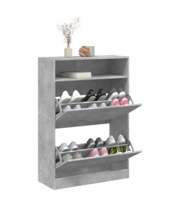 vidaXL Shoe Cabinet with 2 Flip-Drawers Concrete Grey 80x34x116 cm