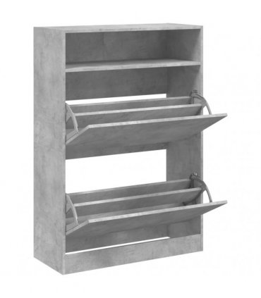 vidaXL Shoe Cabinet with 2 Flip-Drawers Concrete Grey 80x34x116 cm