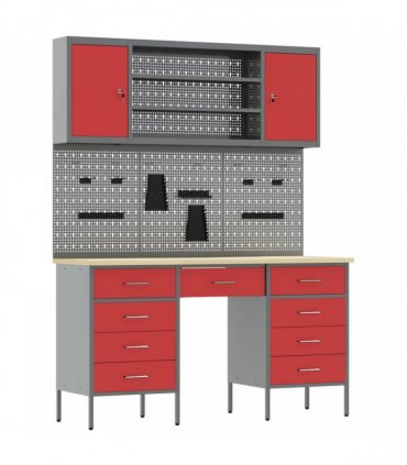 vidaXL Work Cabinet with Drawer 8 pcs Red Engineered Wood and Steel
