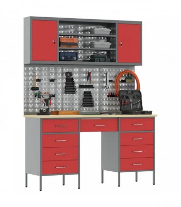 vidaXL Work Cabinet with Drawer 8 pcs Red Engineered Wood and Steel