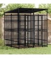 vidaXL Outdoor Dog Kennel with Roof Steel 3.69 m²