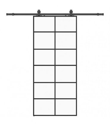 vidaXL Sliding Door with Hardware Set Black 90x205 cm ESG Glass