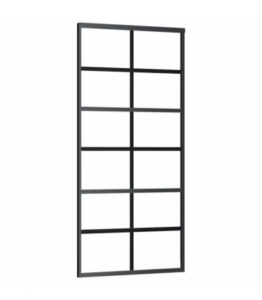 vidaXL Sliding Door with Hardware Set Black 90x205 cm ESG Glass