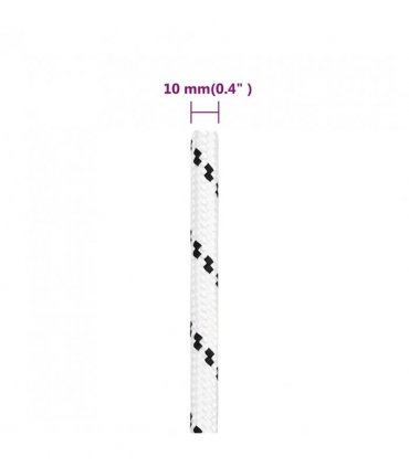 vidaXL Braided Boat Rope White 10 mmx25 m Polyester