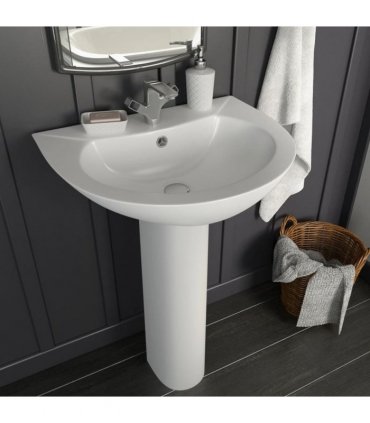 vidaXL Freestanding Basin with Pedestal Ceramic White 520x440x190 mm