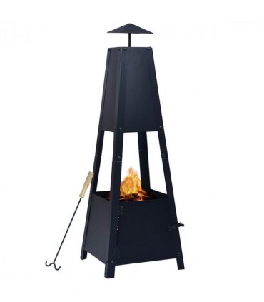 vidaXL Fire Pit Black 35x35x99 cm Steel