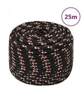 vidaXL Boat Rope Black 12 mm 25 m Polypropylene
