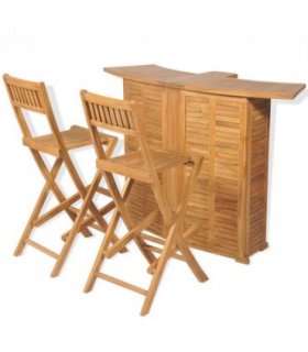 vidaXL Outdoor Bar Set | Brown | Solid Teak Wood | Medium | Foldable