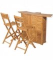 vidaXL Outdoor Bar Set | Brown | Solid Teak Wood | Medium | Foldable