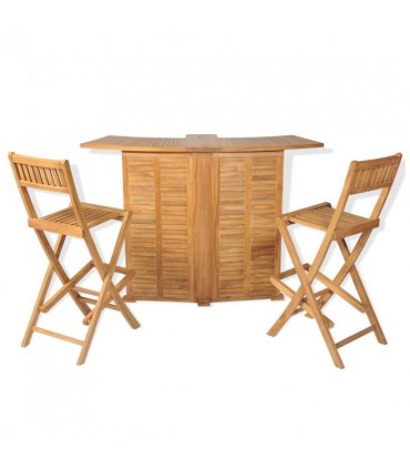 vidaXL Outdoor Bar Set | Brown | Solid Teak Wood | Medium | Foldable