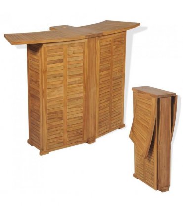 vidaXL Outdoor Bar Set | Brown | Solid Teak Wood | Medium | Foldable