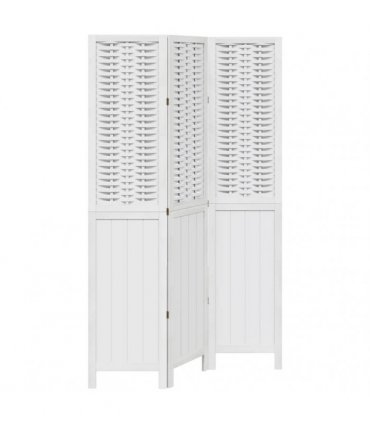 vidaXL Room Divider 3 Panels White Solid Wood Paulownia