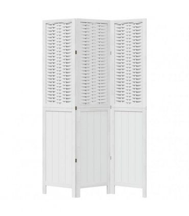 vidaXL Room Divider 3 Panels White Solid Wood Paulownia