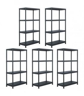 vidaXL Storage Shelf Racks 5 pcs Black 60x30x138 cm Plastic