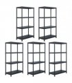 vidaXL Storage Shelf Racks 5 pcs Black 60x30x138 cm Plastic