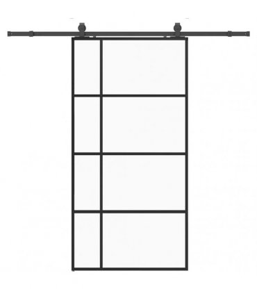 vidaXL Sliding Door with Hardware Set Black 102.5x205 cm ESG Glass