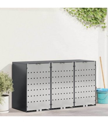 vidaXL Wheelie Bin Storage for 3 Bins Anthracite 204 x 77.5 x 115.5 cm
