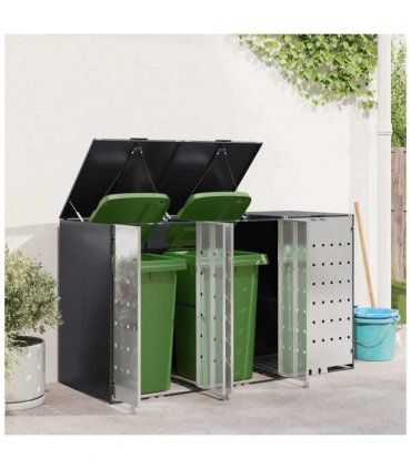 vidaXL Wheelie Bin Storage for 3 Bins Anthracite 204 x 77.5 x 115.5 cm