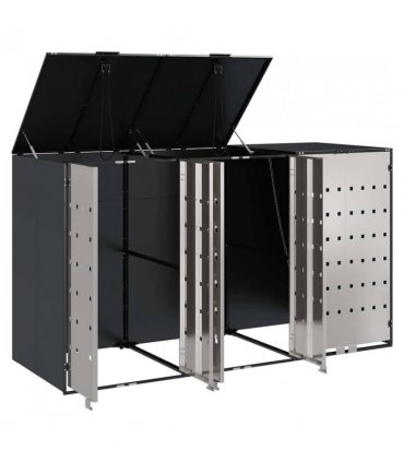 vidaXL Wheelie Bin Storage for 3 Bins Anthracite 204 x 77.5 x 115.5 cm