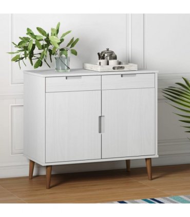 vidaXL Sideboard MOLDE White 90x40x80 cm Solid Wood Pine