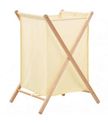 vidaXL Laundry Basket Cedar Wood and Fabric Beige 42x41x64 cm