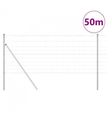 vidaXL Ground Fix Welded Wire Fence 50 x 1 m Galvanised Steel Silver