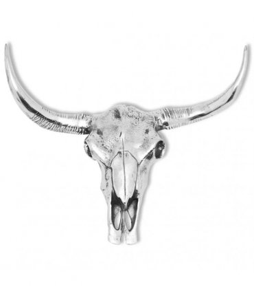 vidaXL Skull Head Decoration Wall-Mounted Aluminium Silver
