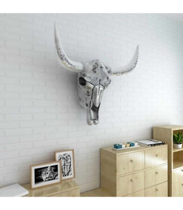 vidaXL Skull Head Decoration Wall-Mounted Aluminium Silver