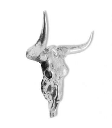 vidaXL Skull Head Decoration Wall-Mounted Aluminium Silver