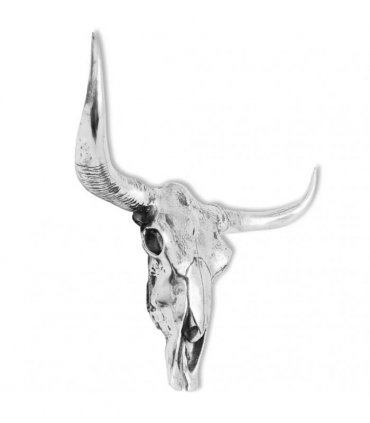 vidaXL Skull Head Decoration Wall-Mounted Aluminium Silver