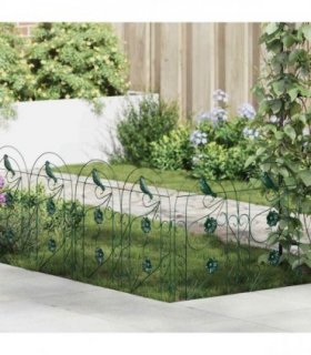vidaXL Garden Fence 5 pcs Green Steel