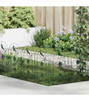 vidaXL Garden Fence 5 pcs Green Steel