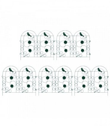 vidaXL Garden Fence 5 pcs Green Steel