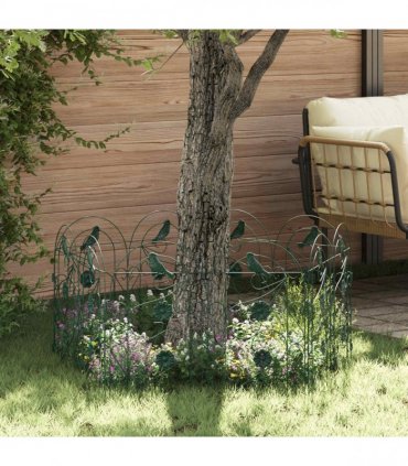 vidaXL Garden Fence 5 pcs Green Steel